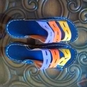 Grey, blue, purple, orange, yellow Sandal